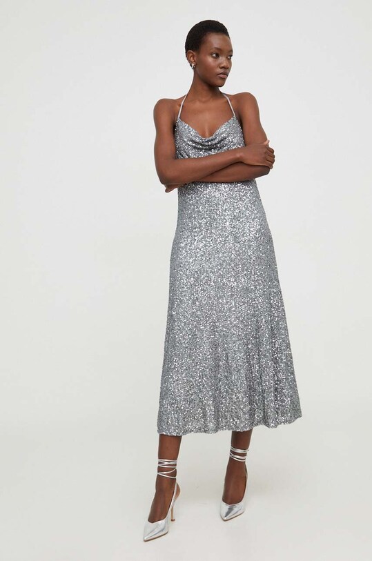 Answear Lab rochie midi argintiu 21502.fh