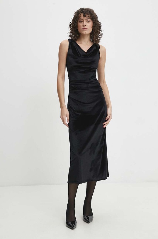 Answear Lab rochie de catifea maxi negru 2325A.HWK