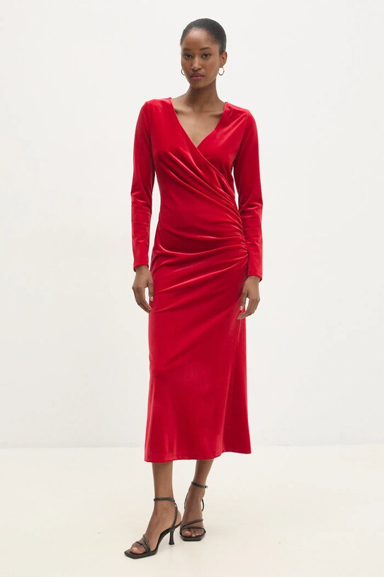Answear Lab rochie de catifea maxi rosu r10314.FKK