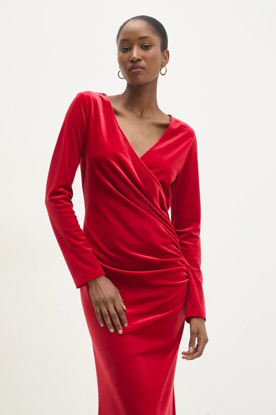 Haljina od velura Answear.LAB crvena r10314.FKK