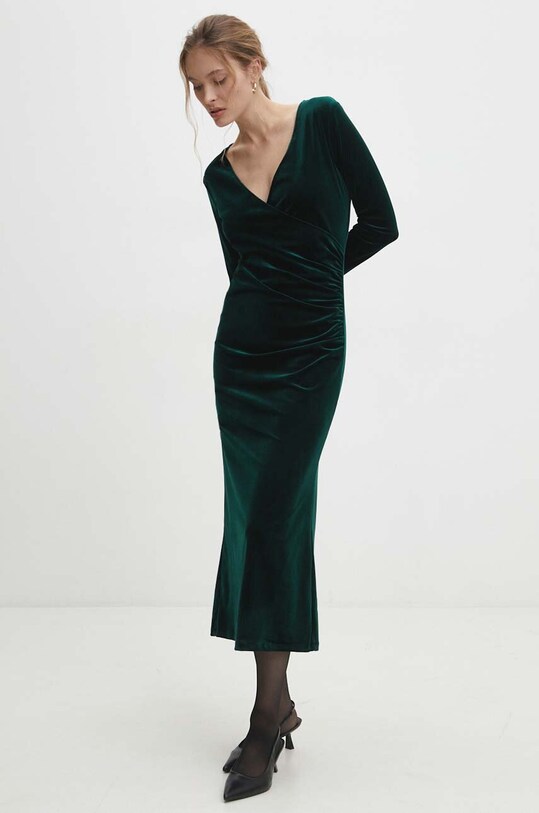Answear Lab rochie de catifea r10314.FKK verde WZ24