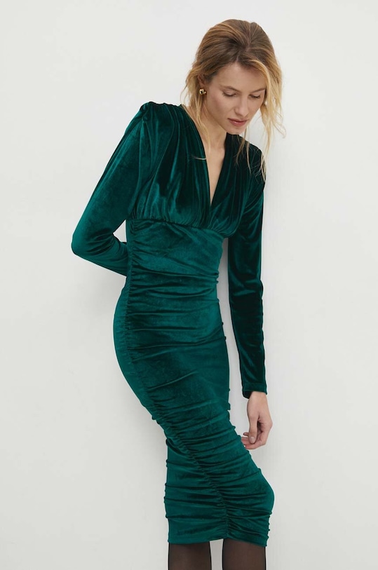 Answear Lab rochie de catifea mini verde 7002.TKK