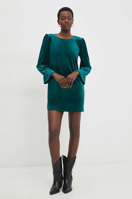 Answear Lab rochie de catifea mini verde pg094v.IKK