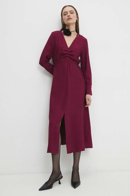 Šaty Answear.LAB midi burgundské mutely.fjs