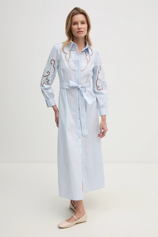 Answear Lab rochie din bumbac midi albastru v3415.FWK
