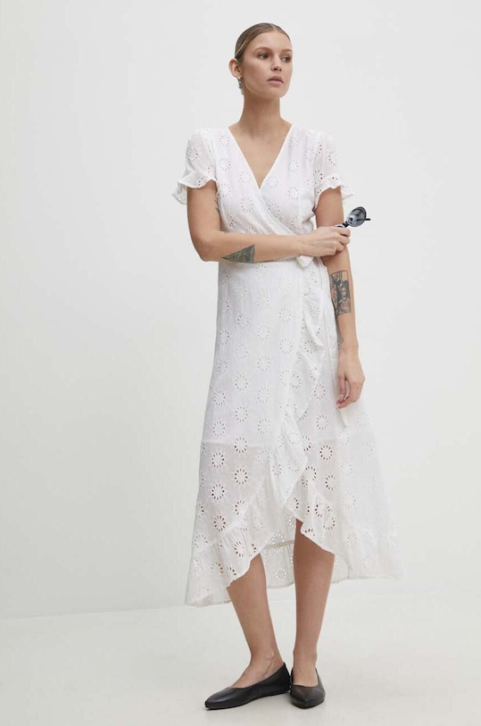 Βαμβακερό φόρεμα Answear.LAB casual λευκό lunalong.FKK