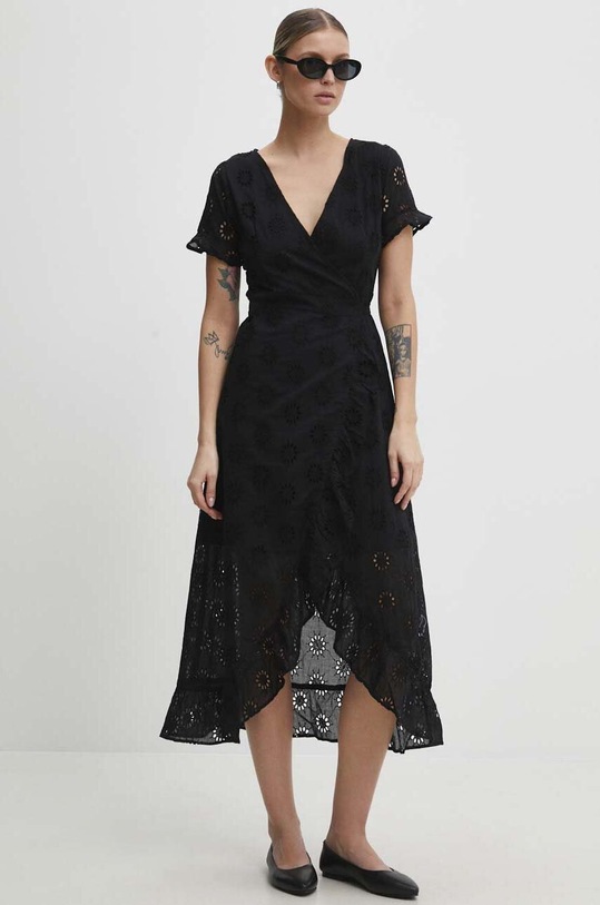 Βαμβακερό φόρεμα Answear.LAB lunalong.FKK μαύρο WW24