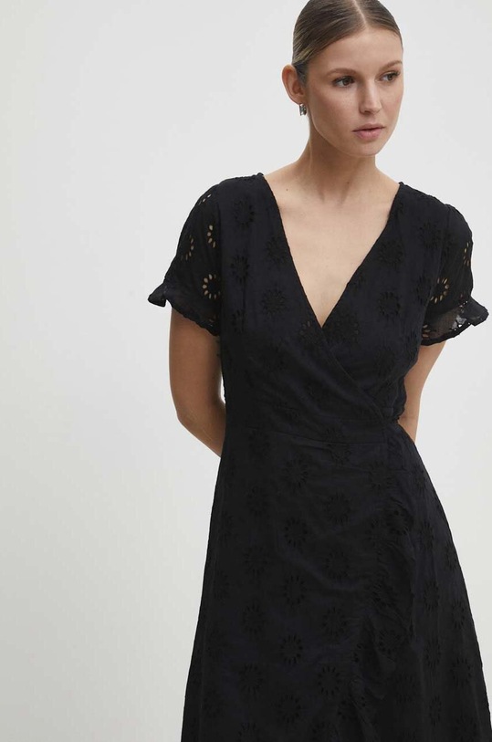 Βαμβακερό φόρεμα Answear.LAB μαύρο lunalong.FKK