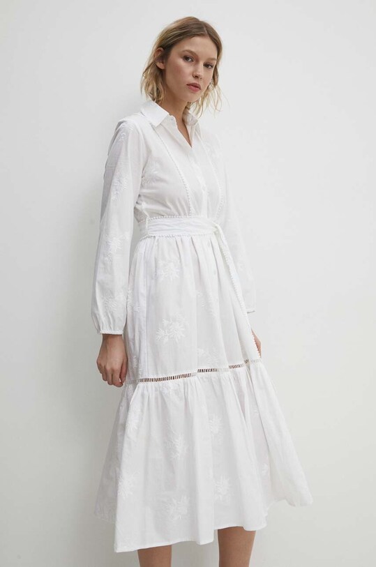 Answear Lab rochie din bumbac sunny.FKK alb WW24