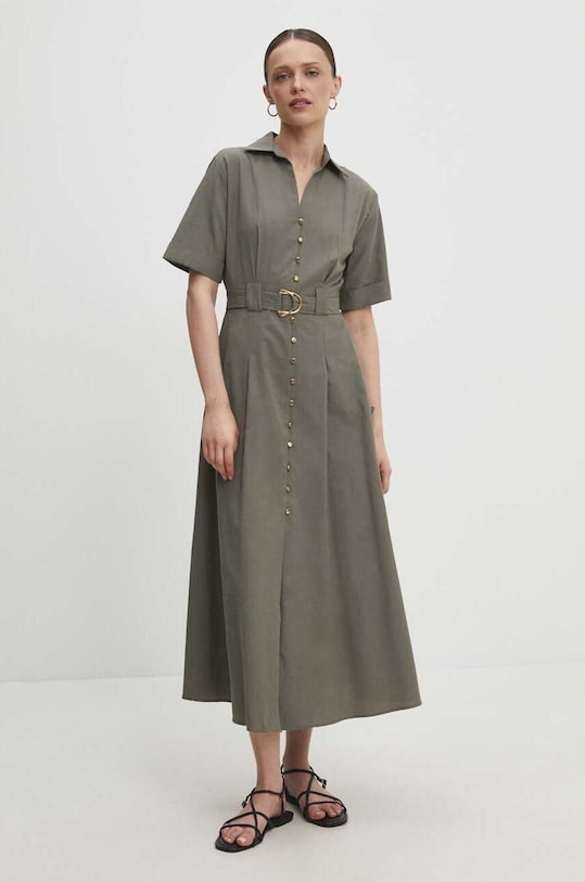 Хлопковое платье Answear.LAB casual зелёный 6948.td