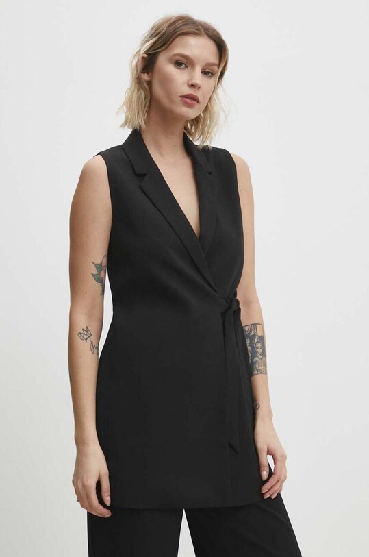 Answear Lab rochie cu guler negru L8529.HWK