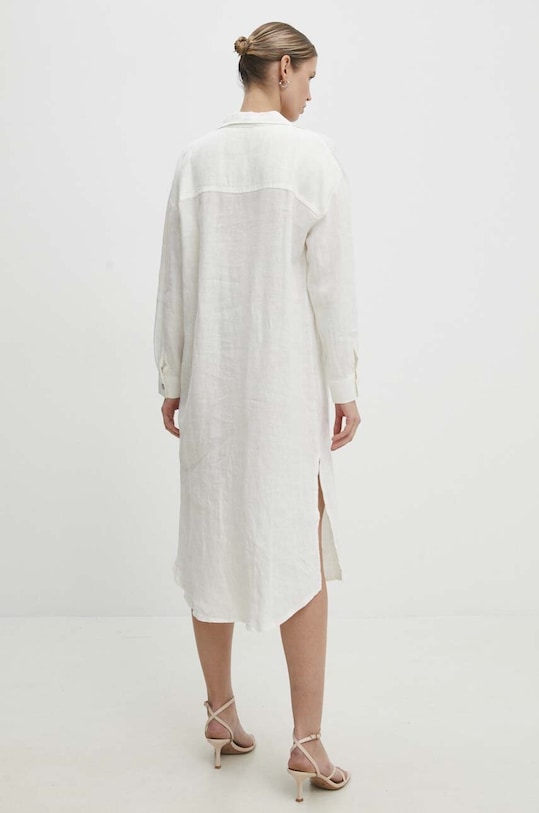 Odzież Answear Lab sukienka lniana 19037.tjs biały