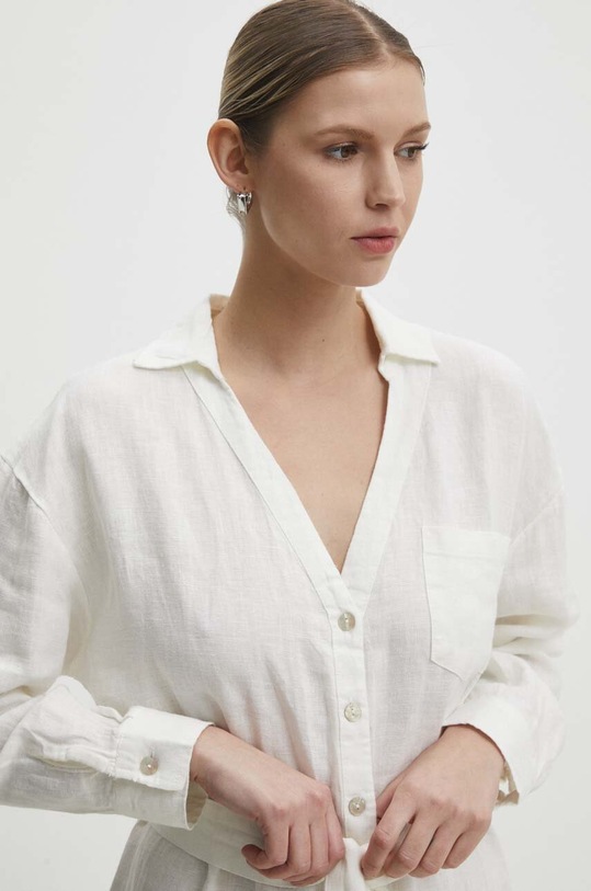 Answear Lab sukienka lniana biały 19037.tjs