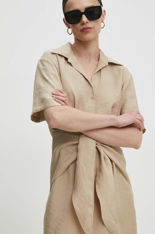Answear.LAB sukienka mlc.sud0cm.tjs beżowy WW24