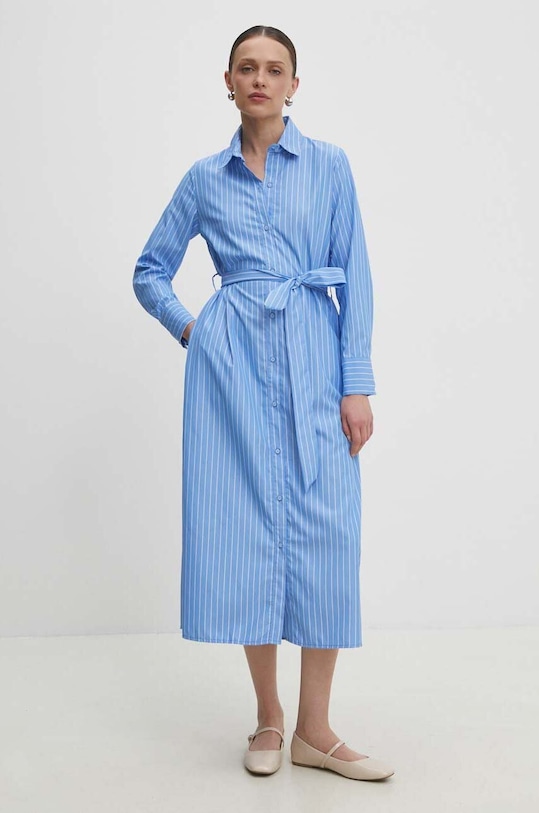 Памучна рокля Answear Lab райе син sng.sud0dw.tjs