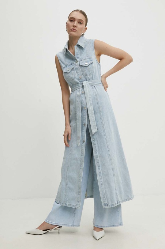 Odzież Answear Lab sukienka bawełniana m045.fh niebieski