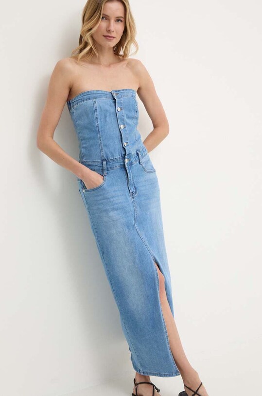 Answear Lab rochie din denim midi albastru SP767.HWK