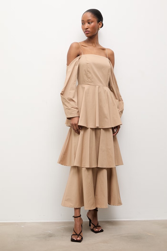 Answear.LAB sukienka d790265330.ijs beżowy WW24