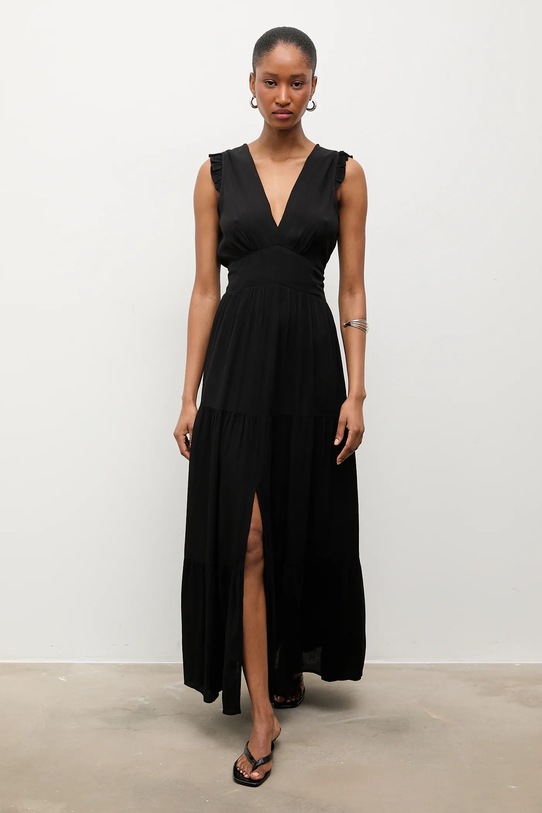 Answear.LAB sukienka rozkloszowana z wiskozy czarny pablo.fd