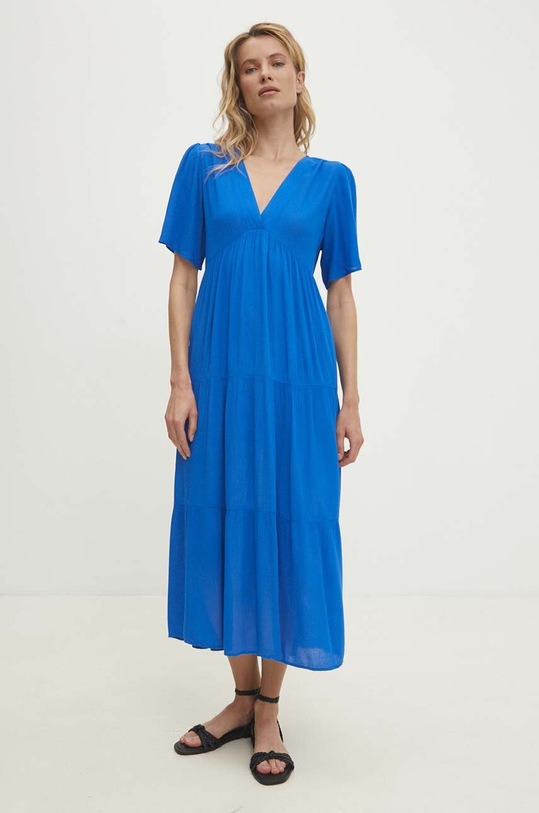 Šaty Answear.LAB viskóza modrá dyna.fh