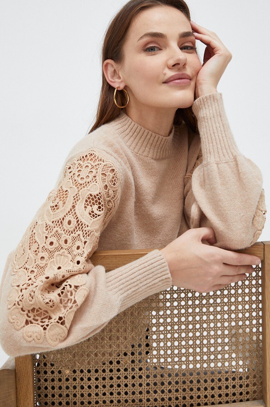 Answear Lab sweter aplikacja beżowy F2088.HWK