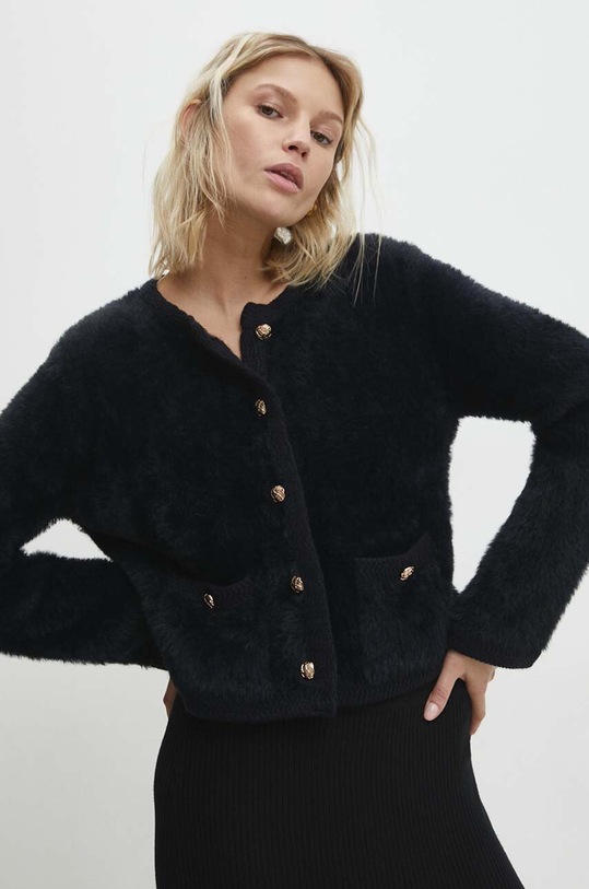 Answear Lab cardigan subtiri negru JP6697.HWK