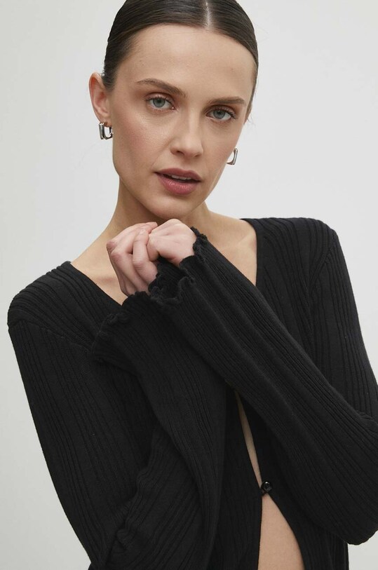 Answear Lab kardigan bawełniany czarny LKC364RIPLEYBLK.GWK