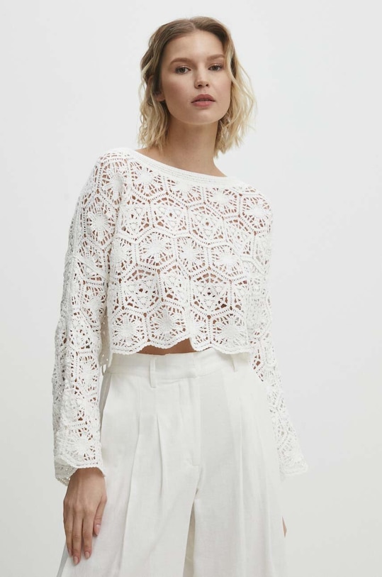 Answear Lab sweter bawełniany biały WF5174.gdb