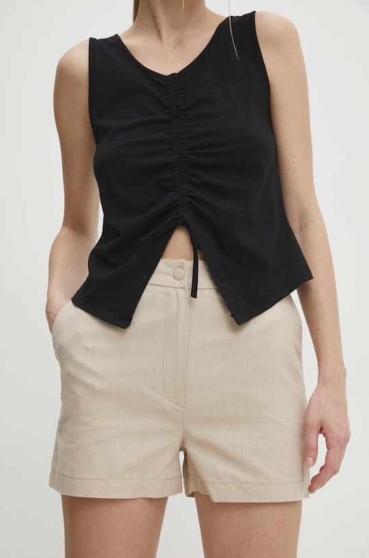 Answear Lab pantaloni scurți din amestec de in panza bej w23S.LF.010477.tjs