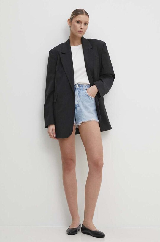 Answear Lab pantaloni scurti jeans k102.fh albastru WW24