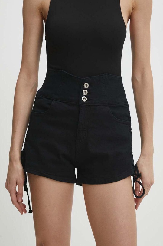 Answear Lab pantaloni scurti jeans jeans negru 5383.pjs