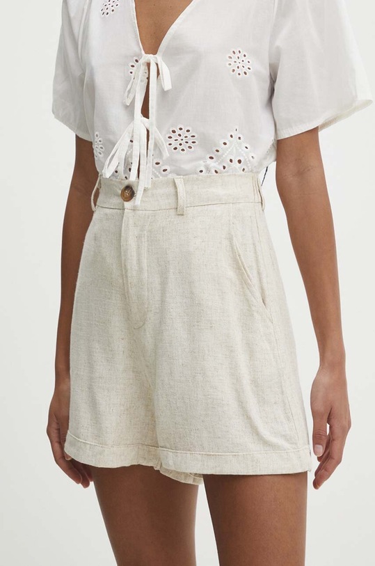 Lněné šortky Answear.LAB high béžová LG1604.HWK