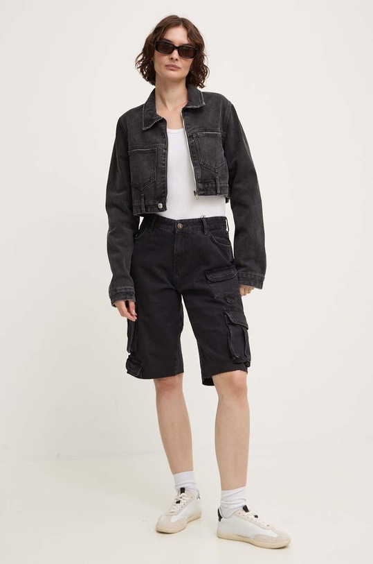 Answear Lab pantaloni scurti jeans 3051.TWK negru WW24