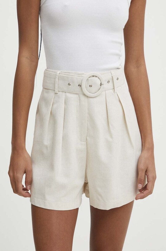 Answear.LAB szorty z lnem tkanina beżowy 8958.fh