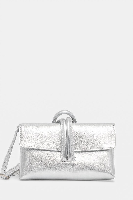Answear Lab poseta de piele uni argintiu 864.HKK