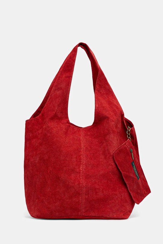 Answear Lab geanta de mana din piele intoarsa uni rosu 766.HKK