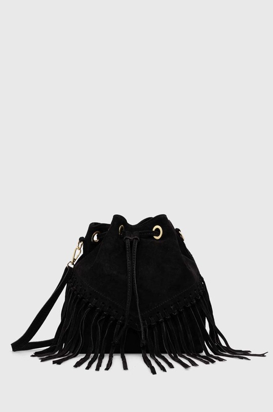 Answear.LAB torebka zamszowa nie mieści A4 czarny 721.HKK