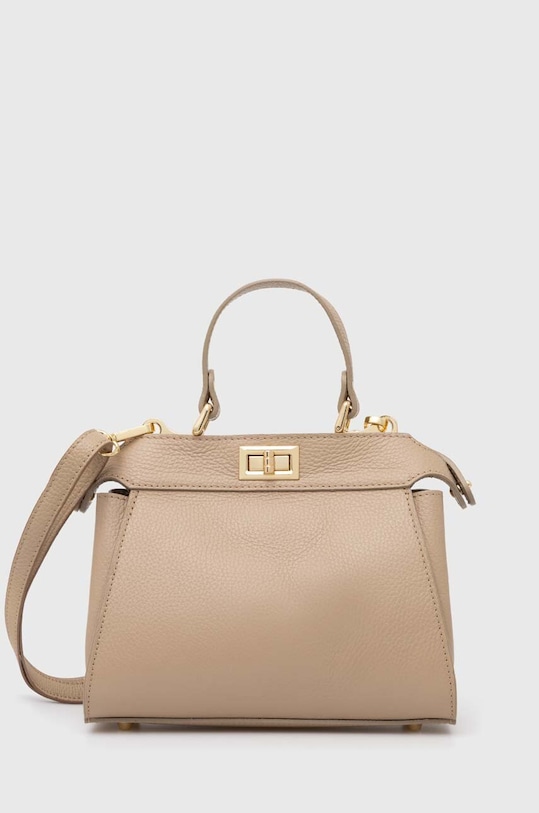 Answear.LAB torebka skórzana skóra licowa beżowy 952.HWK