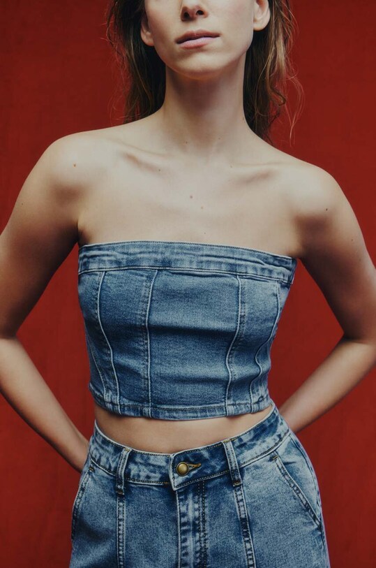 Džínsový top Answear.LAB hm651.fjs modrá WW24