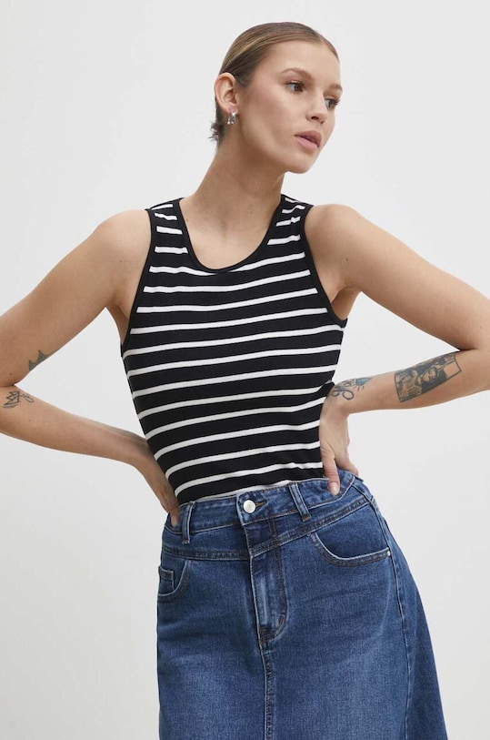 Answear.LAB top wzorzyste czarny LV627TWEET.GWK