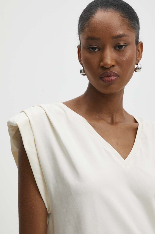 Answear Lab t-shirt beżowy w24S.Lf.050492.tjs