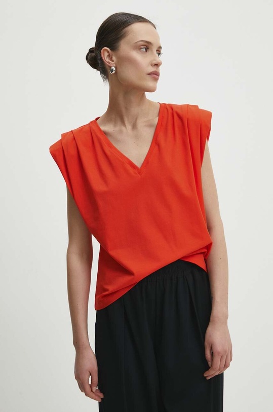 Answear Lab t-shirt z elastanem czerwony w24S.Lf.050492.tjs
