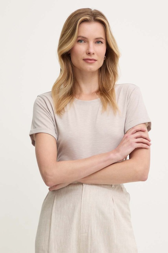 T-shirt με λινό ύφασμα Answear.LAB με ελαστάν μπεζ E24.72.FKK