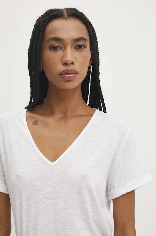 Answear Lab t-shirt z lnem biały E24.73.FKK