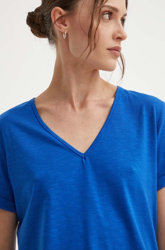 Answear Lab t-shirt z lnem niebieski E24.73.FKK