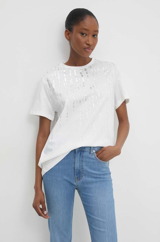 Answear Lab t-shirt bawełniany nadruk biały sng.tsd02m.tjs