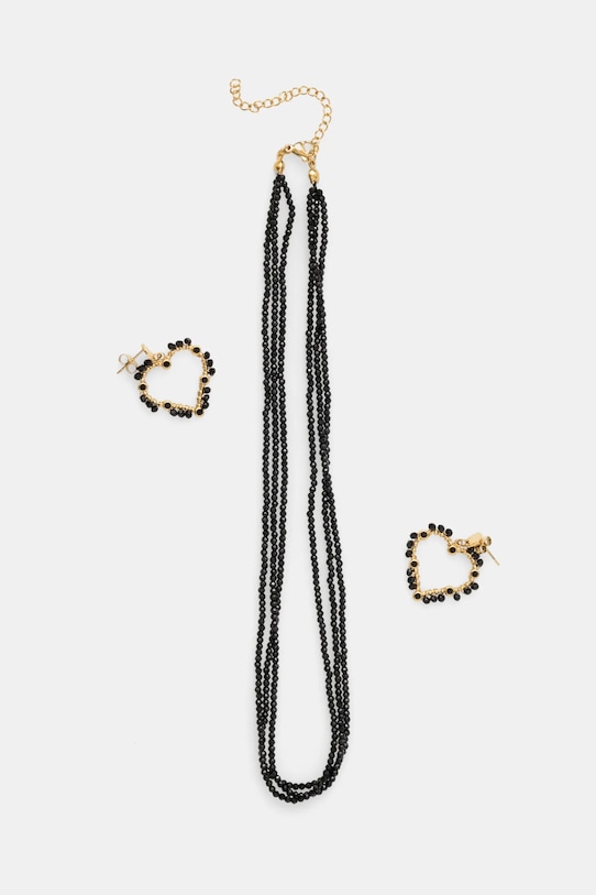 Кольє і сережки Answear.LAB 3row.22211.fos чорний WW25