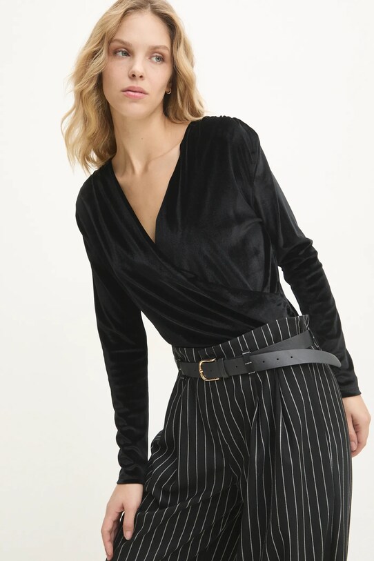 Answear Lab body din catifea uni negru 92797.IKK
