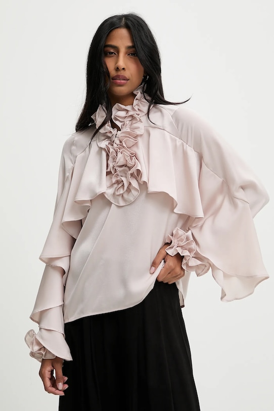 Blúzka Answear.LAB jednofarebný béžová 9674.fos