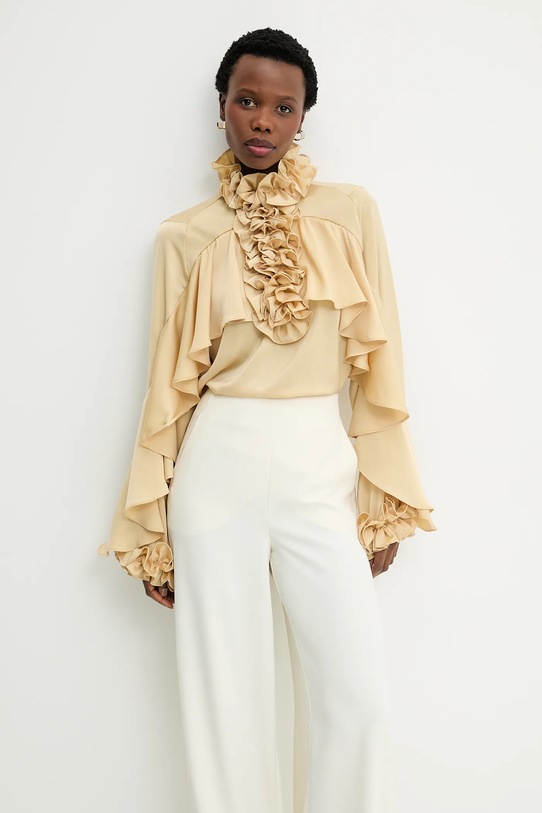 Answear.LAB bluzka z falbanką damska z wiskozy 9674.fos żółty WW25